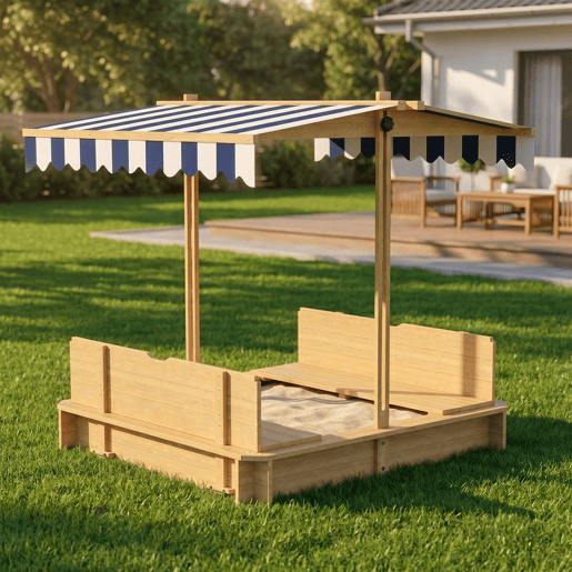 Outsunny Caixa de Areia de Madeira para Crianças acima de 3 Anos com Banco Toldo Ajustável Removível 106x106x121cm Carga 50kg Madeira Outsunny Caixa de Areia de Madeira para Crianças acima de 3 Anos com Banco Toldo Ajustável Removível 106x106x121cm Carga 50kg Madeira