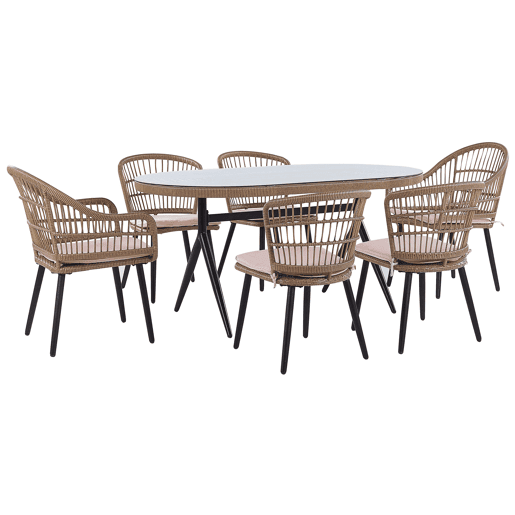 Conjunto de refeições de jardim 6 lugares ALIANO com almofadas Rosa pastel