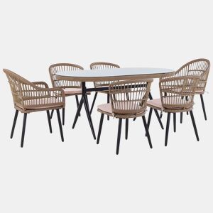 Conjunto de refeições de jardim 6 lugares ALIANO com almofadas Rosa pastel