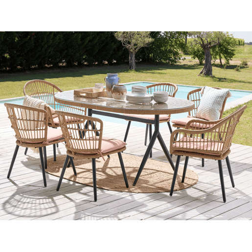 Conjunto de refeições de jardim 6 lugares ALIANO com almofadas Rosa pastel