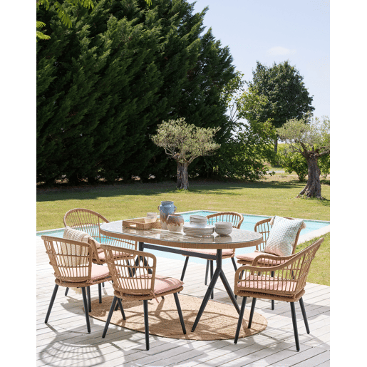 Conjunto de refeições de jardim 6 lugares ALIANO com almofadas Rosa pastel