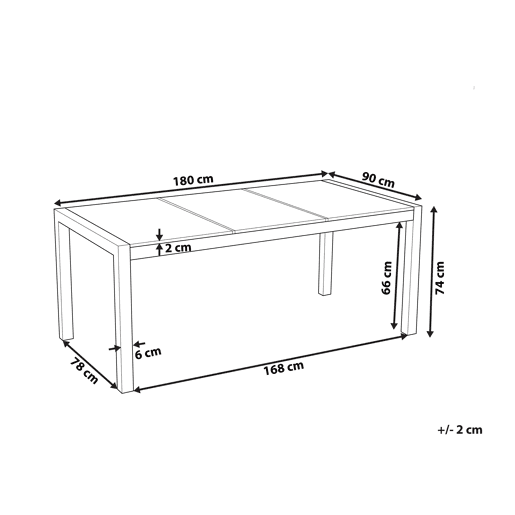 Mesa de refeição de jardim GROSSETO 180 cm 90 cm Polido Granito Cinzento
