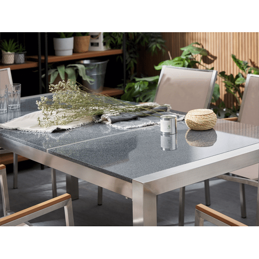 Mesa de refeição de jardim GROSSETO 180 cm 90 cm Polido Granito Cinzento