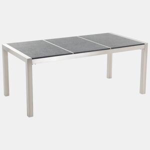 Mesa de refeição de jardim GROSSETO 180 cm 90 cm Flameado Granito Cinzento grafite