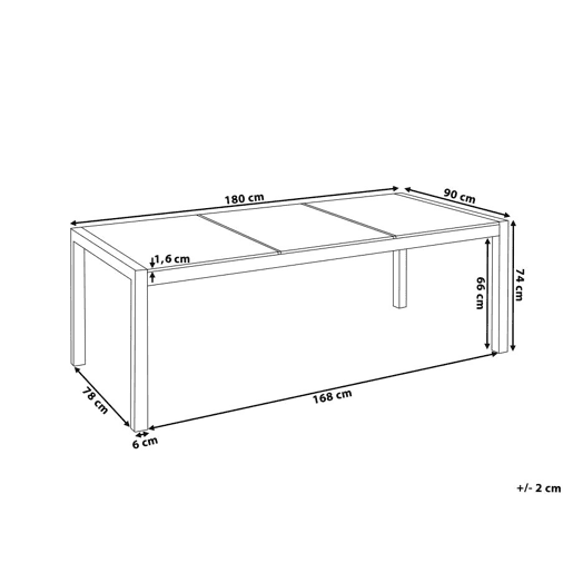 Mesa de refeição de jardim GROSSETO 180 cm 90 cm Flameado Granito Cinzento grafite