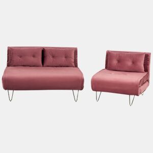 Conjunto de sala de estar VESTFOLD Veludo Rosa 3 lugares