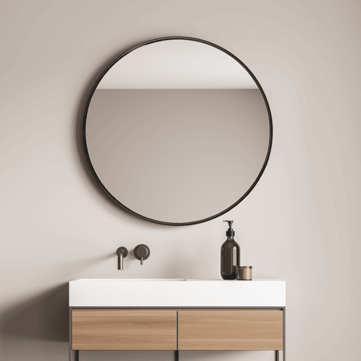 Espelho de parede Ordona redondo alumínio Ø 40 cm - Preto mate en.casa.