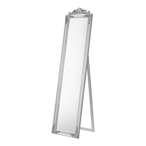 Espelho independente Arezzo com moldura de eucalipto basculante estilo barroco 160 x 40 cm - Prata en.casa.