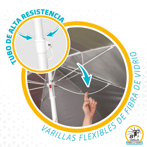Guarda-sol de 220 cm à prova de vento com proteção UV50 Aktive Beach