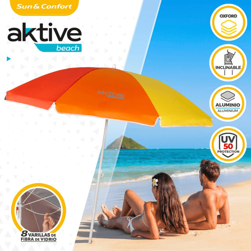 Guarda-sol de 180 cm com proteção UV50 Aktive Beach Guarda-sol de 180 cm com proteção UV50 Aktive Beach