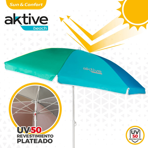 Guarda-sol de 180 cm com proteção UV50 Aktive Beach Guarda-sol de 180 cm com proteção UV50 Aktive Beach