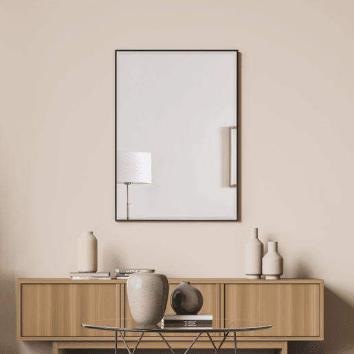 Espelho de parede rectangular Novoli com ganchos de plástico 72 x 52 cm - Preto en.casa.