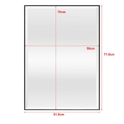 Espelho de parede rectangular Novoli com ganchos de plástico 72 x 52 cm - Preto en.casa.