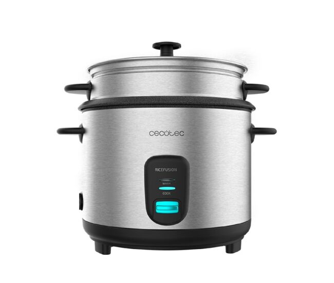 Cecotec arrocera ricefusion 7000 inox. 700 w capacidad 18 litros 10 raciones acero inox y tapa de cristal
