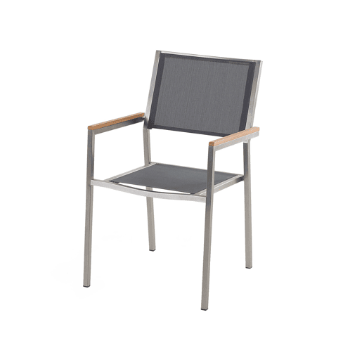 Conjunto de refeições de jardim 6 lugares GROSSETO Vidro de segurança (temperado) CinzentoPreto