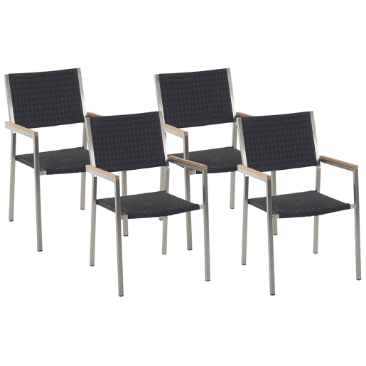 Conjunto de 4 cadeiras de jardim GROSSETO Preto