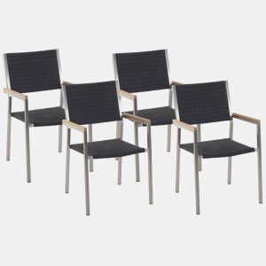 Conjunto de 4 cadeiras de jardim GROSSETO Preto