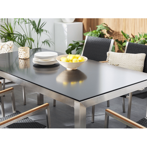 Conjunto de refeições de jardim 6 lugares GROSSETO Vidro de segurança (temperado) Preto