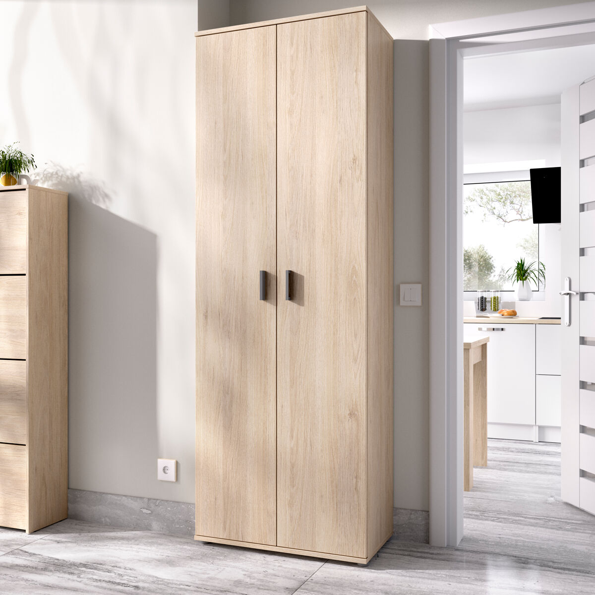Armario multiusos 2 puertas con 6 estantes fit natural