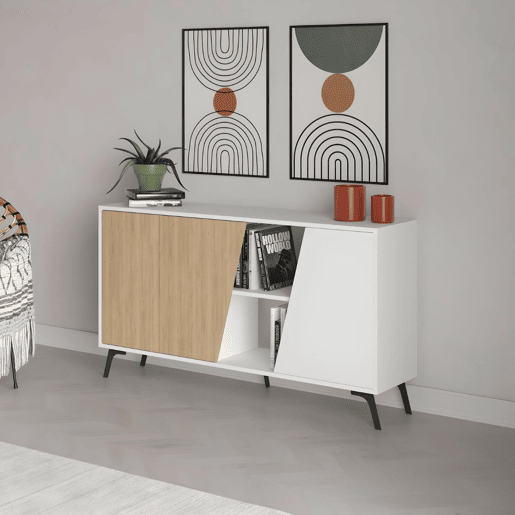Venprodin - Consola Fiona 150 cm Branco - Carvalho
