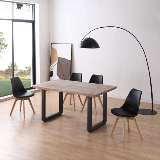 Mesa de jantar Roma Carvalho Mel - Preto 150 x 76 x 90 cm