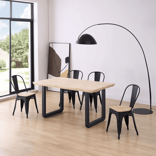Mesa de jantar Roma Preto - Carvalho 150 x 76 x 90 cm