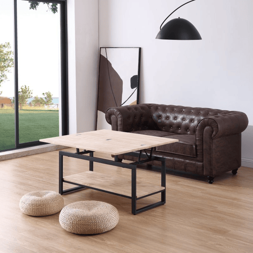 Mesa de centro extensÃvel Rens Preto - Carvalho 100 x 62 x 90 cm Mesa de centro extensÃvel Rens Preto - Carvalho 100 x 62 x 90 cm