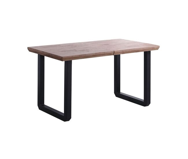 Mesa de comedor extensible con patas metálicas en negro y roble salvaje 140-220x80cm Roma Roble Honey - Negro 220 x 80 x cm