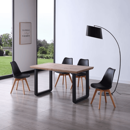 Mesa de jantar extensível Roma Carvalho Mel - Preto 220 x 80 x 77 cm