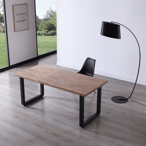 Mesa de jantar extensível Roma Carvalho Mel - Preto 220 x 80 x 77 cm