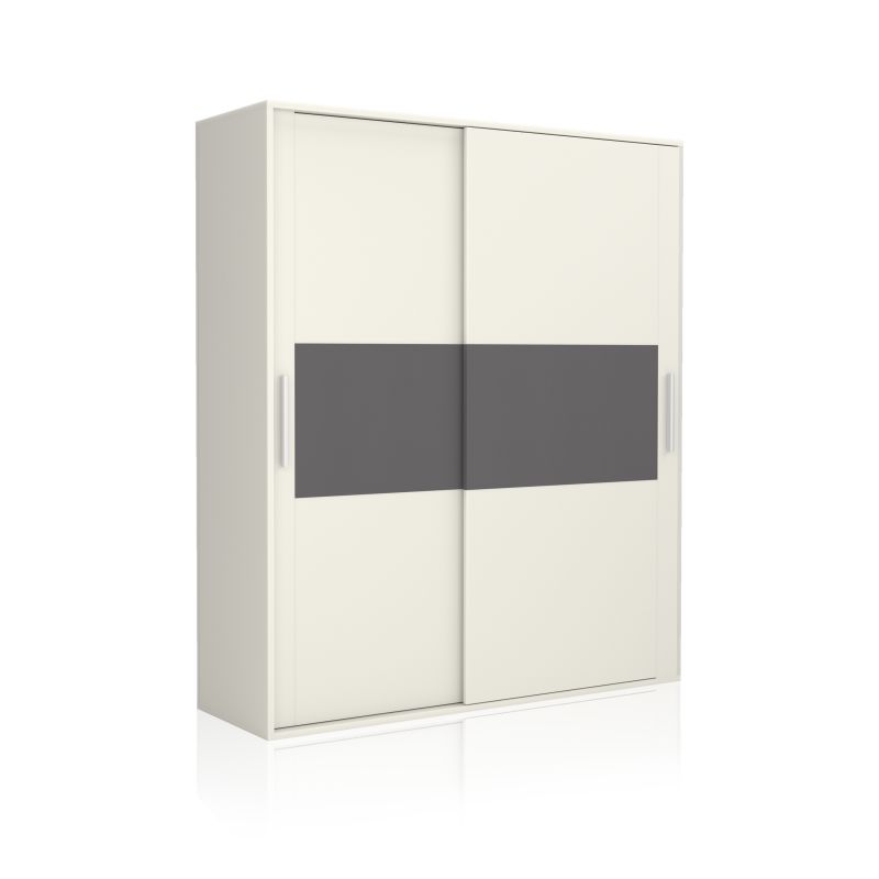 Armario 2 puertas correderas Uniq 180 Blanco/ Gris