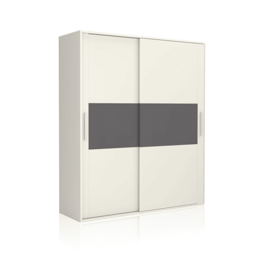 Roupeiro 2 portas de correr Uniq 180 Branco - Grafite 180 x 207,6 x 55 cm