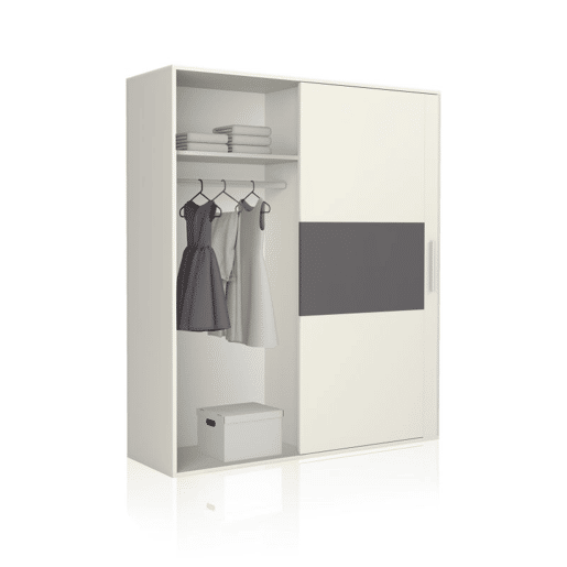 Roupeiro 2 portas de correr Uniq 180 Branco - Grafite 180 x 207,6 x 55 cm