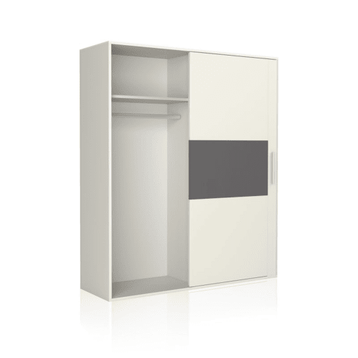Roupeiro 2 portas de correr Uniq 180 Branco - Grafite 180 x 207,6 x 55 cm