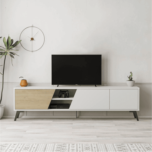 Venprodin - Móvel TV Fiona 180 cm Branco - Carvalho