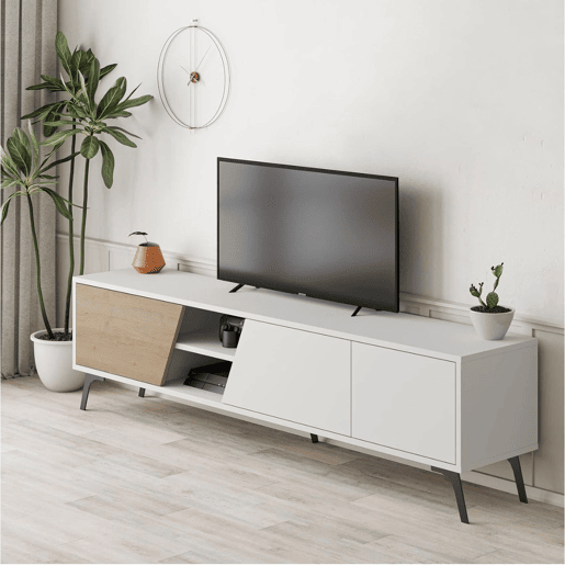 Venprodin - Móvel TV Fiona 180 cm Branco - Carvalho