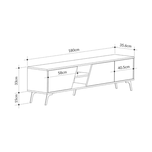Venprodin - Móvel TV Fiona 180 cm Branco - Carvalho