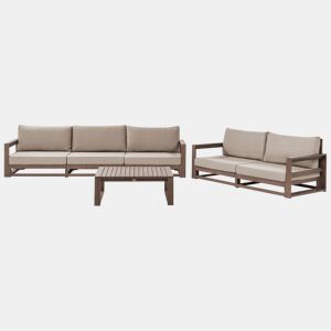 Conjunto de jardim com mesa 5 lugares TIMOR Madeira de Acácia certificada Castanho escuro