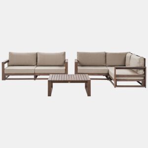 Conjunto de jardim com mesa 4 lugares TIMOR Madeira de Acácia certificada Castanho escuro