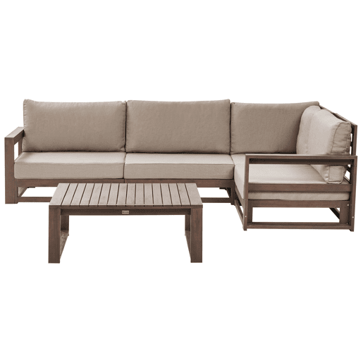 Conjunto de sofás de jardim de canto 4 lugares TIMOR à esquerda Madeira de Acácia certificada Castanho escuro
