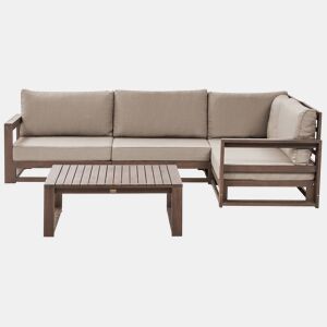 Conjunto de sofás de jardim de canto 4 lugares TIMOR à esquerda Madeira de Acácia certificada Castanho escuro