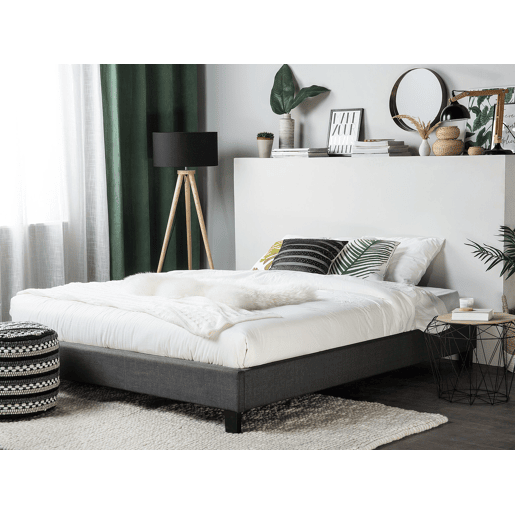 Cama sem cabeceira Tecido ROANNE 160 x 200 cm Cinzento