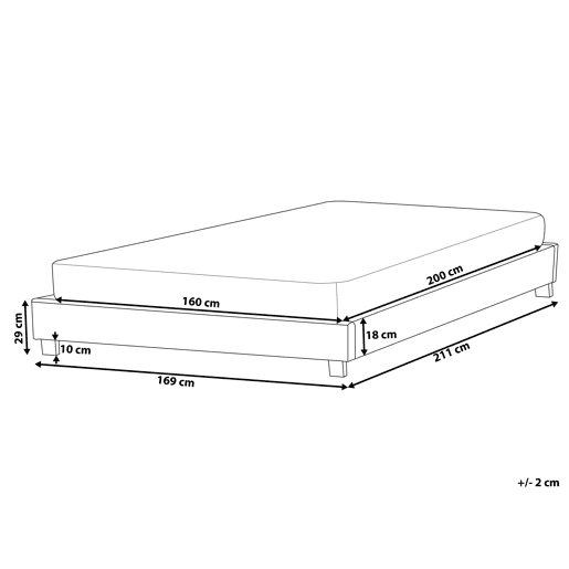 Cama sem cabeceira Tecido ROANNE 160 x 200 cm Cinzento