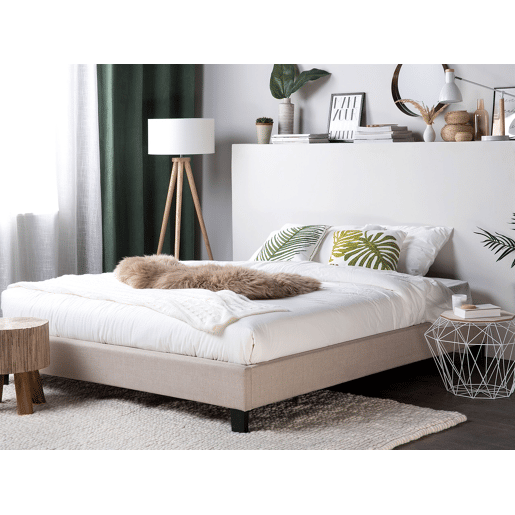 Cama sem cabeceira Tecido ROANNE 180 x 200 cm Creme