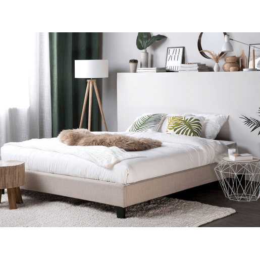 Cama sem cabeceira Tecido ROANNE 180 x 200 cm Creme