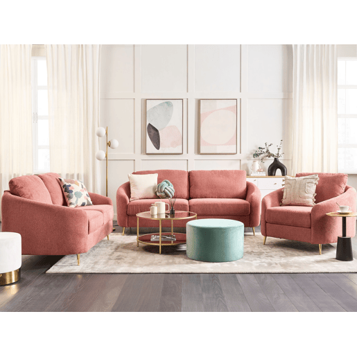 Sofá TROSA Tecido Rosa 3 lugares Sofá TROSA Tecido Rosa 3 lugares