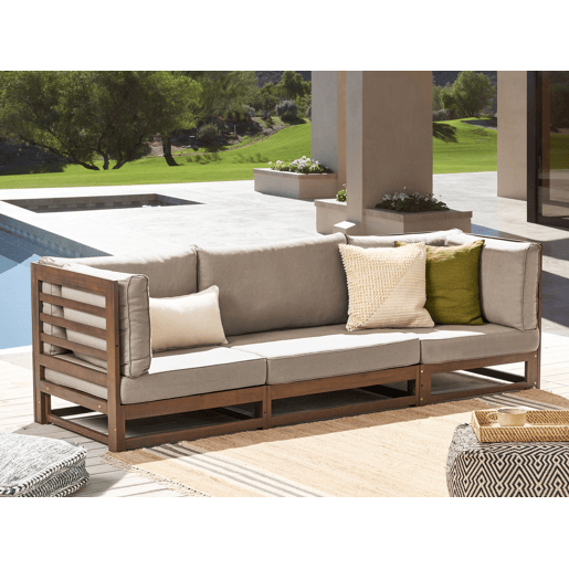 Sofá de jardim 3 lugares TRANI Madeira de Acácia certificada Castanho escuro