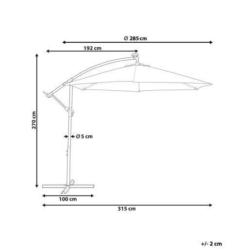 Guarda-sol sem abas LED 285 cm CORVAL Cinzento grafite Guarda-sol sem abas LED 285 cm CORVAL Cinzento grafite