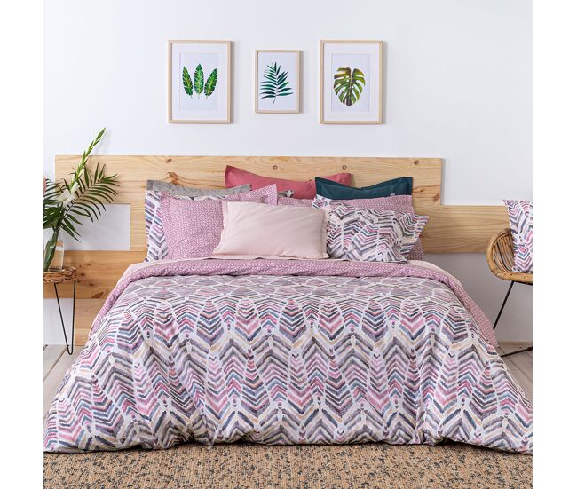 Funda nórdica reversible de algodón zeya a-b 140x200 cm malva