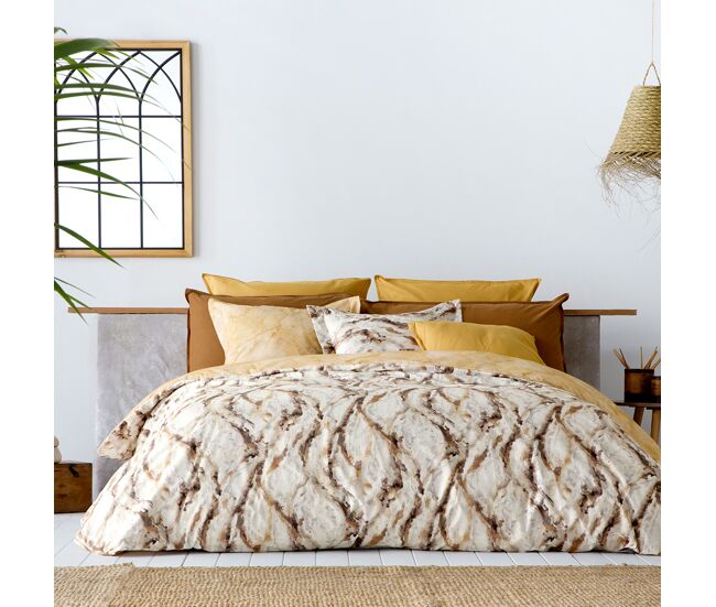 Funda nórdica reversible 100% algodón percal liam 140x200 cm beige